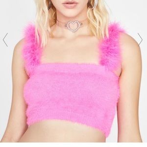 Dolls Kill Fuzzy Crop Top